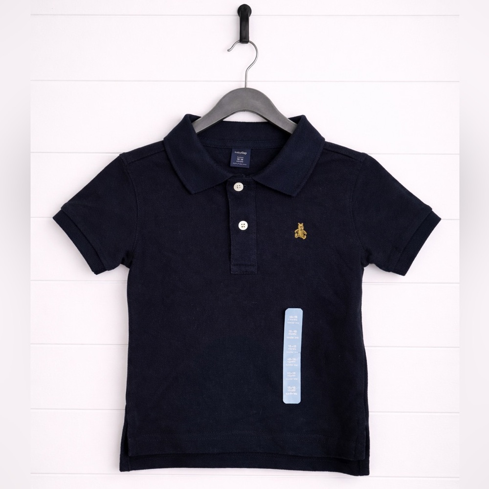 Baby GAP Navy Blue Kids Pique Polo Shirt, 12-18mo